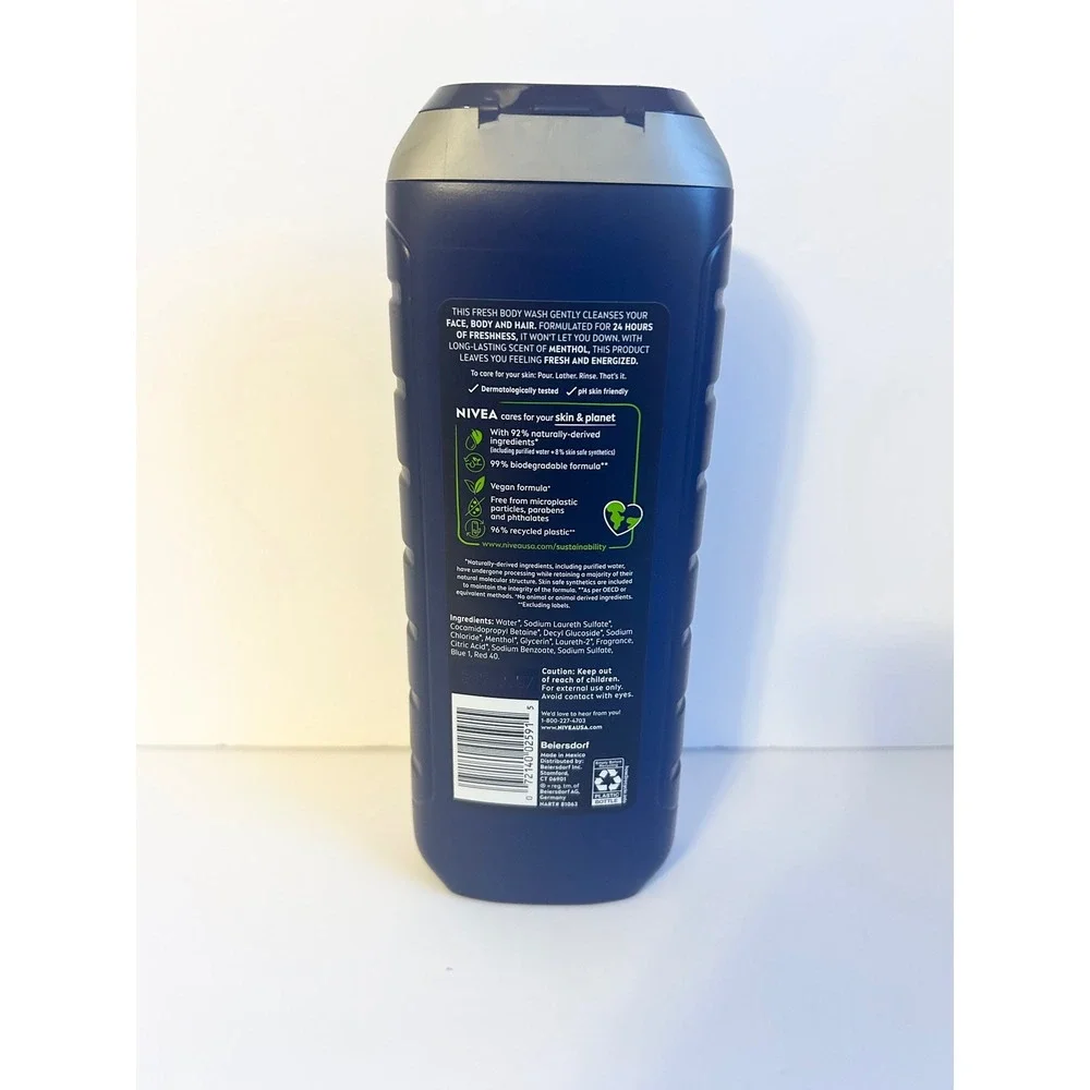 Nivea Men Fresh Wave 3in1 Body Wash Energizing Refreshing 16.9 fl oz 500ml